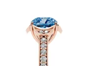 Cushion Cut Floral Pavé Engagement Ring Setting for a Fancy Blue Lab-Grown Diamond | Rose Gold