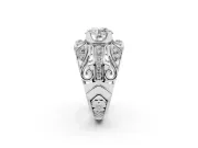Round Art Deco Graduated Pave Engagement Ring Setting | Split Shank | Platinum