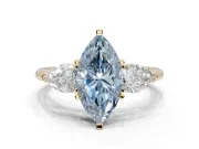 Marquise 3-Stone Engagement Ring Setting for a Fancy Blue Lab-Grown Diamond | Yellow Gold