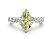 Marquise Side Stone Engagement Ring Setting for a Fancy Yellow Lab-Grown Diamond | Scalloped Prong Accents | Rose Gold