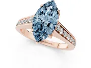 Marquise Graduated Pavé Engagement Ring Setting for a Fancy Blue Lab-Grown Diamond | Rose Gold