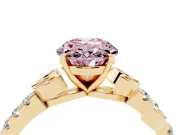 Oval Leaf Pavé Engagement Ring Setting for a Fancy Pink Lab-Grown Diamond | Yellow Gold