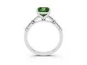 Fancy Green Princess Cut Diamond Solitaire Set in Platinum with Side Baguettes and Channel Set Band