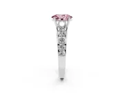 Oval Graduated Side Stone Engagement Ring Setting for a Fancy Pink Lab-Grown Diamond | Flat Top Band | Platinum