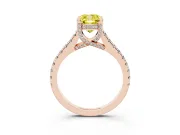 Cushion Cut Hidden Halo Pave Engagement Ring Setting for a Fancy Yellow Lab-Grown Diamond | Claw Prongs | Rose Gold
