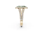 Marquise Halo Pavé Engagement Ring Setting for a Fancy Green Lab-Grown Diamond | Narrow Split Shank | Yellow Gold