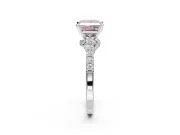 Princess Cut Pavé Solitaire Engagement Ring Setting for a Fancy Pink Lab-Grown Diamond | Crossover Gallery | White Gold
