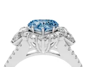 Fancy Blue Heart Cut Diamond Halo Split Shank Engagement Ring Set in Silver with Prong-Held Center Stone