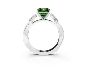 Fancy Green Asscher Cut Diamond Floral Vine Solitaire Engagement Ring Set in White gold with Marquise Leaves