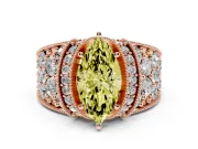 Marquise Vintage Pave Engagement Ring Setting for a Fancy Yellow Lab-Grown Diamond | Milgrain Edges | Rose Gold
