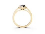 Fancy Black Pear Cut Diamond Halo Ring Set in Yellow gold with Solitaire Band and Prong Setting