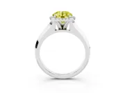 Fancy Yellow Round Cut Diamond Halo Ring Set in Platinum with Cathedral Band and Prong Setting