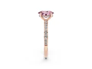 Oval Hidden Halo Engagement Ring Setting for a Fancy Pink Lab-Grown Diamond | Pavé Band | Rose Gold
