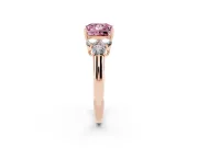 Princess Cut Side Stone Engagement Ring Setting for a Fancy Pink Lab-Grown Diamond | Rose Gold
