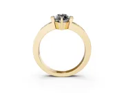 Marquise Tension Style Engagement Ring Setting for a Black Center | Flush Set Accents | Yellow Gold