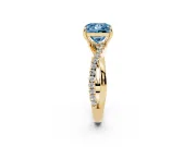 Princess Cut Crossover Engagement Ring Setting for a Fancy Blue Lab-Grown Diamond | Yellow Gold