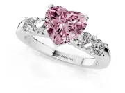 Heart-Shaped Five Stone Engagement Ring Setting for a Fancy Pink Lab-Grown Diamond | White Gold
