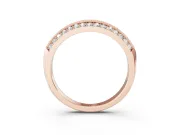Round Lab-Grown Diamond Double Row Pavé Wedding Band | Faceted Shank | Rose Gold