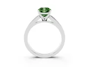 Fancy Green Cushion Cut Diamond Solitaire Ring Set in White gold with Channel-Set Band and Prong Setting