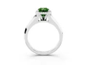 Fancy Green Radiant Cut Diamond Halo Ring Set in White gold with Cathedral Band and Prong Setting