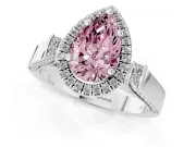 Pear-Shaped Halo Engagement Ring Setting for a Fancy Pink Lab-Grown Diamond | Pavé Panel Shoulders | White Gold