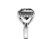 Princess Cut Hidden Halo Engagement Ring Setting for a Black Center | Thin Band | Sterling Silver