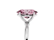 Fancy Pink Oval Cut Diamond Solitaire Engagement Ring Set in Silver with Thin Band and Prong Setting