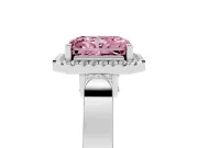 Radiant Cut Halo Engagement Ring Setting for a Fancy Pink Lab-Grown Diamond | Pavé Panel Shoulders | Platinum