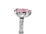 Pear-Shaped Hidden Halo Engagement Ring Setting for a Fancy Pink Lab-Grown Diamond | Platinum