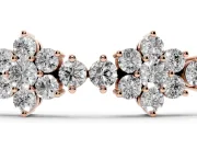 Round Lab-Grown Diamond Floral Cluster Tennis Bracelet | Flower Motif Links | Rose Gold