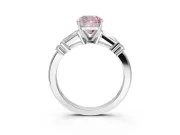 Cushion Cut Tapered Baguette Engagement Ring Setting for a Fancy Pink Lab-Grown Diamond | Sterling Silver
