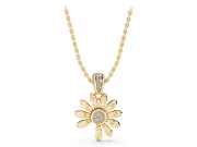 Round Lab-Grown Diamond Daisy Flower Pendant Necklace | Graduated Stone Bail | Yellow Gold