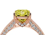 Princess Cut Hidden Halo Engagement Ring Setting for a Fancy Yellow Lab-Grown Diamond | Milgrain Pave | Rose Gold