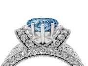 Heart-Shaped Vintage Pave Engagement Ring Setting for a Fancy Blue Lab-Grown Diamond | Milgrain Edges | Platinum