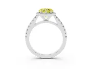 Fancy Yellow Heart Cut Diamond Halo Engagement Ring Set in Silver with Pavé Band and Prong Setting