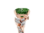 Fancy Green Radiant Cut Diamond Solitaire Ring Set in Rose gold with Marquise Twist Band and Prong Setting