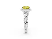 Radiant Cut Filigree Halo Engagement Ring Setting for a Fancy Yellow Lab-Grown Diamond | Sterling Silver