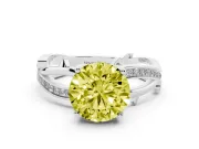 Round Twisted Pavé Engagement Ring Setting for a Fancy Yellow Lab-Grown Diamond | Pavé and Plain Strands | Platinum