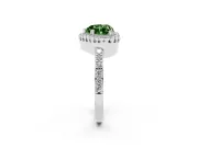 Fancy Green Heart Cut Diamond Halo Engagement Ring Set in Silver with Milgrain Detail and Pavé Band