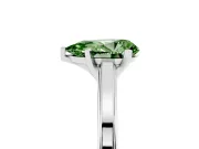 Pear-Shaped Solitaire Engagement Ring Setting for a Fancy Green Lab-Grown Diamond | Stepped Flat Band | White Gold