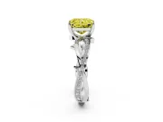 Fancy Yellow Radiant Cut Diamond Pavé Twist Band Solitaire Ring Set in Silver with Prong Setting