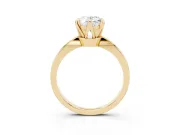 Oval Cut Diamond Solitaire Engagement Ring Set in Yellow gold with Slim Tapered Solitaire Band