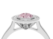Pear-Shaped Vintage Milgrain Halo Engagement Ring Setting for a Fancy Pink Lab-Grown Diamond | Bezel Head | Platinum