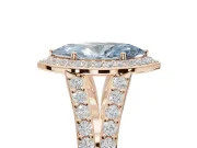 Marquise Halo Pavé Engagement Ring Setting for a Fancy Blue Lab-Grown Diamond | Narrow Split Shank | Rose Gold