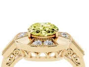 Oval Milgrain Sectioned Halo Engagement Ring Setting for a Fancy Yellow Lab-Grown Diamond | Yellow Gold