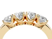 Four-Stone Round Diamond Band Set in Yellow gold with Prong Setting