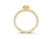 Pear-Shaped Pave Engagement Ring Setting for a Fancy Yellow Lab-Grown Diamond | Shared Prong Band | Yellow Gold