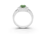 Fancy Green Oval Cut Diamond Scalloped Halo Ring Set in Platinum with Pavé Split Shank