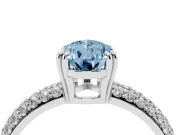 Pear-Shaped Three Row Pave Engagement Ring Setting for a Fancy Blue Lab-Grown Diamond | White Gold