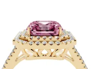 Asscher Cut Halo Engagement Ring Setting for a Fancy Pink Lab-Grown Diamond | Yellow Gold - Design NV-24799